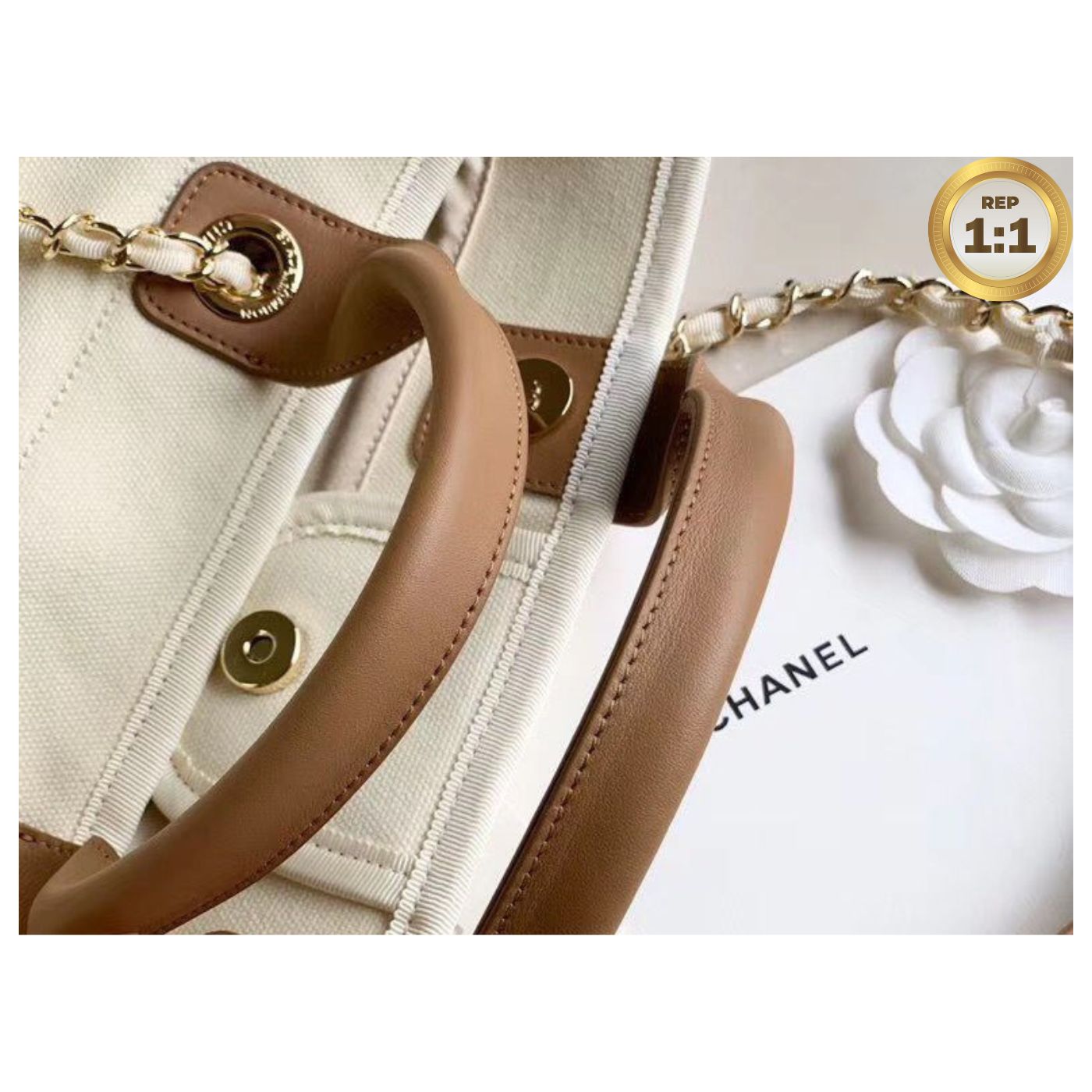 [REP 1:1] Chanel Large Deauville Pearl Tote Bag White For Women 15in/38cm